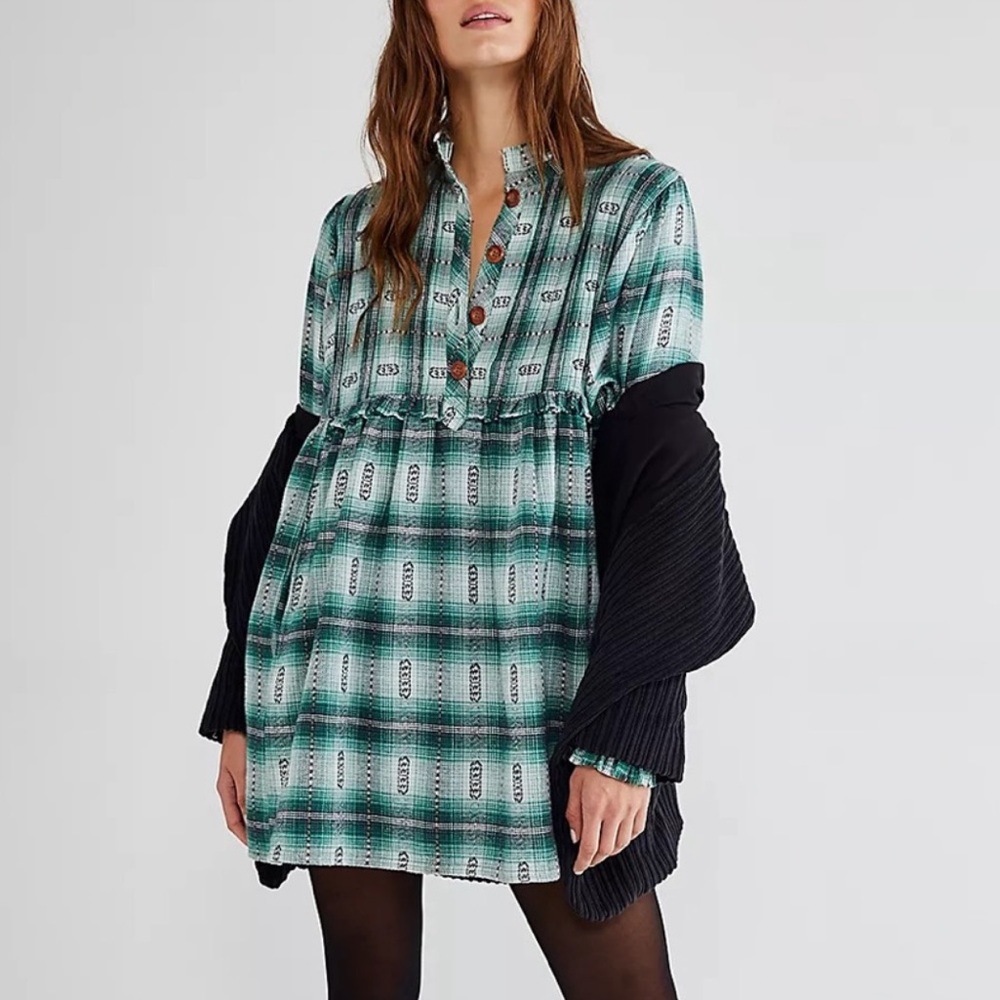 Free People Redwood Flannel Mini Dress Size Small